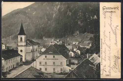 AK Gusswerk, Gasthof, Fleischhauerei und Bäckerei Ch. Bogensberger
