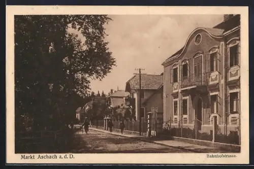 AK Aschach a. d. D., Blick in die Bahnhofstrasse