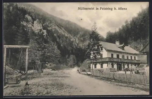 AK Feistring b. Aflenz, Müllnerwirt mit Strassenpartie
