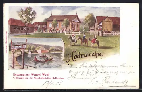 Künstler-AK Gablitz, Restaurant Wenzel Wech, Hochramalpe mit Schiesstätte