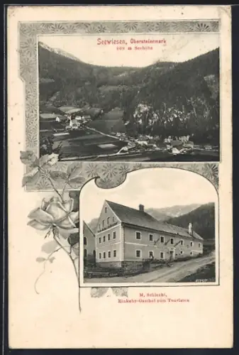 AK Seewiesen, M. Schiechl, Einkehr-Gasthof zum Touristen, Gesamtansicht