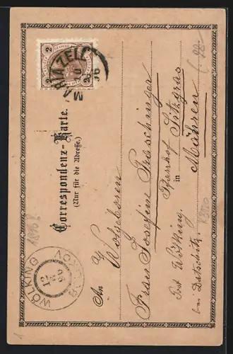 Lithographie Mariazell, Kirche mit Platz