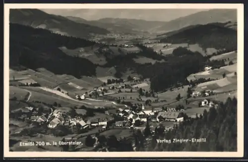 AK Etmissl in Obersteier, Teilansicht mit Bäumen