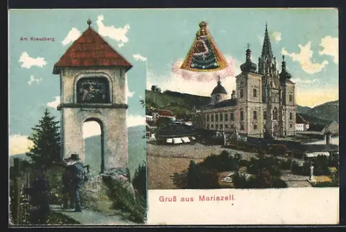 AK Mariazell, Wallfahrtskirche mit Gnadenbild, Am Kreuzberg