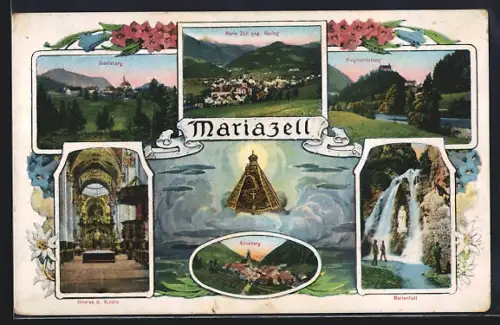 AK Mariazell, Inneres der Kirche, Siegmundsberg, Marienfall