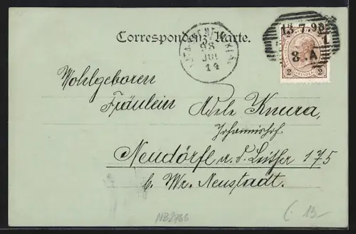 Mondschein-AK Graz, Teilansicht mit Bergen
