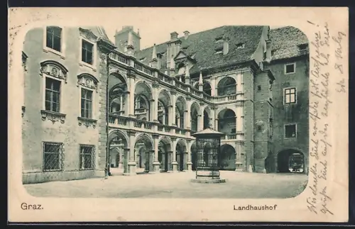 AK Graz, Im Landhaushof, mit Käfig und Tordurchgang
