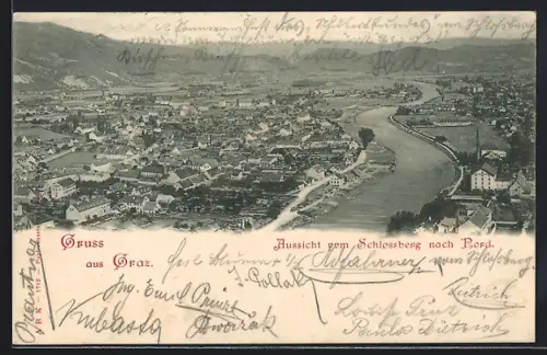 AK Graz, Aussicht vom Schlossberg nach Nord