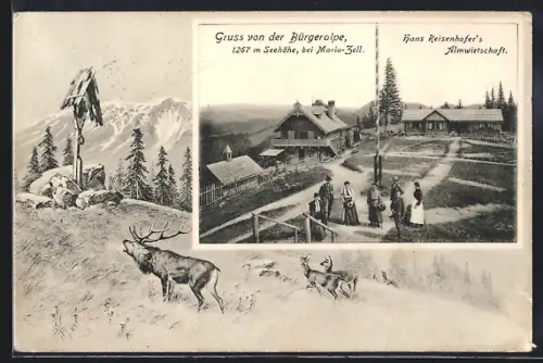 AK Maria-Zell, Bürgeralpe mit Hans Reisenhofer`s Almwirtschaft