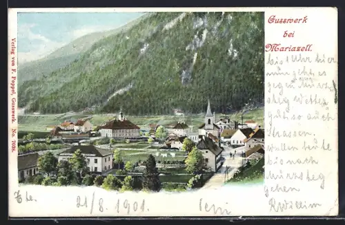 Lithographie Mariazell / Gusswerk, Teilansicht