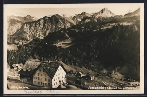 AK Fontanella /Grosses Walsertal, Alpengasthaus-Pension Stern aus der Vogelschau