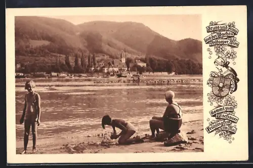 AK Arnsdorf / Wachau, Partie am Donaustrand
