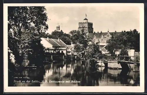AK Bruck an der Leitha, Leithapartie mit Schloss