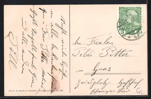 AK Bad Ischl, Salzburger Strasse mit Hotel Bauer