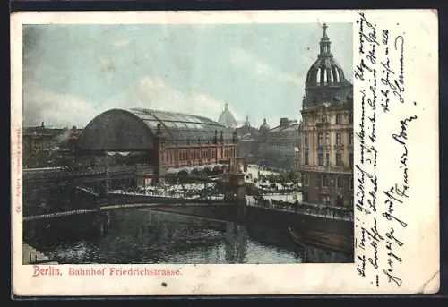 AK Berlin, Bahnhof Friedrichstrasse aus der Vogelschau