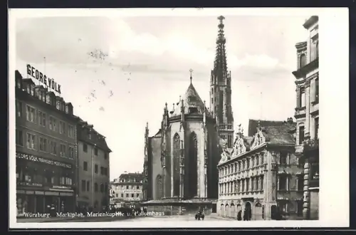 AK Würzburg, Marktplatz, Marienkapelle u. Falkenhaus