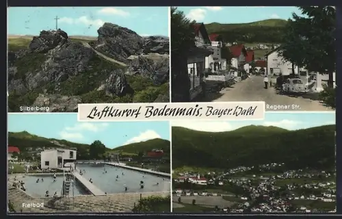 AK Bodenmais /Bayer. Wald, Freibad, Silberberg, Regener Str., Gesamtansicht