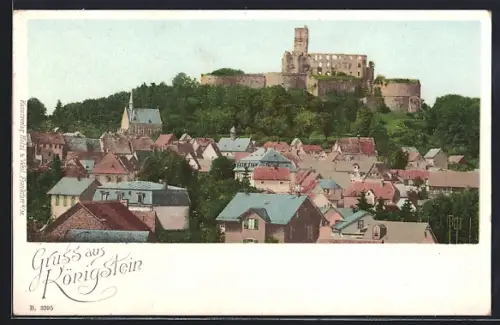 AK Königstein i. T., Ortsansicht mit Ruine
