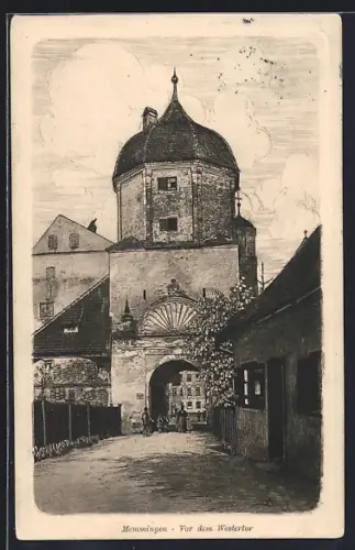 Künstler-AK Memmingen, Partie vor dem Westtor