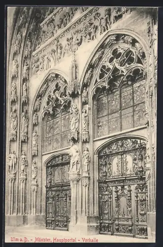 AK Ulm / Donau, Münster, Hauptportal, Vorhalle