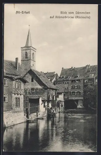 AK Alt-Erfurt, Blick vom Dämmchen auf Krämerbrücke, Rückseite