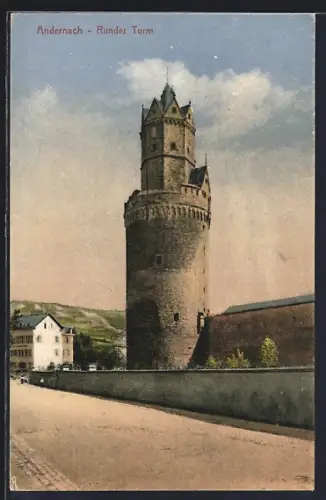 AK Andernach, Runder Turm, Strassenpartie