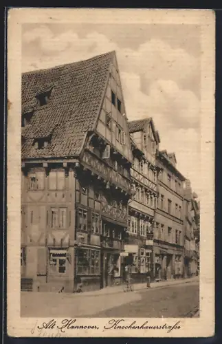 AK Hannover, Knochenhauerstrasse mit Fachwerkhäusern