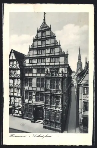 AK Hannover, Leibnizhaus aus der Vogelschau