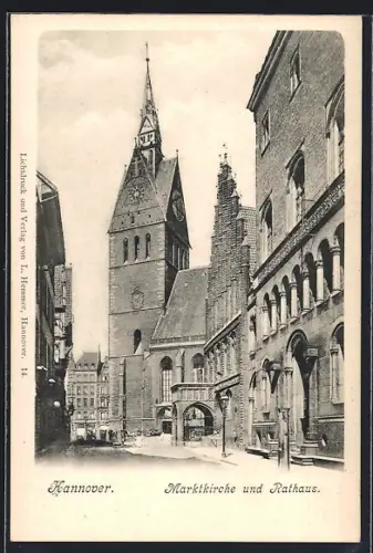 AK Hannover, Marktkirche mit Rathaus