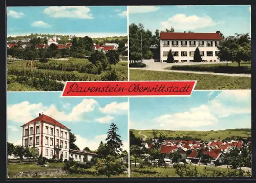 AK Ravenstein-Oberwittstadt, Ortsansicht aus der Vogelschau, Parkanlagen