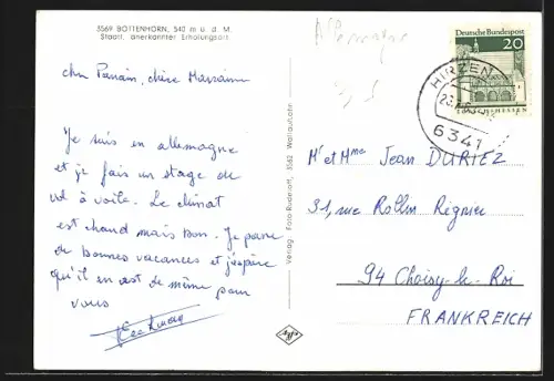 AK Bottenhorn, Ortsansicht mit Kirche vom Feld aus