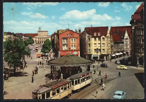AK Augsburg, Strassenbahn am Königsplatz