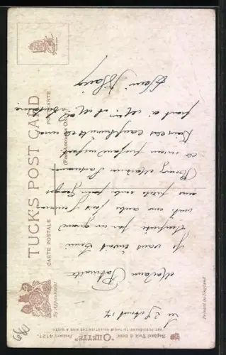 Künstler-AK Osterküken mit Regenschirm in einem Sturm