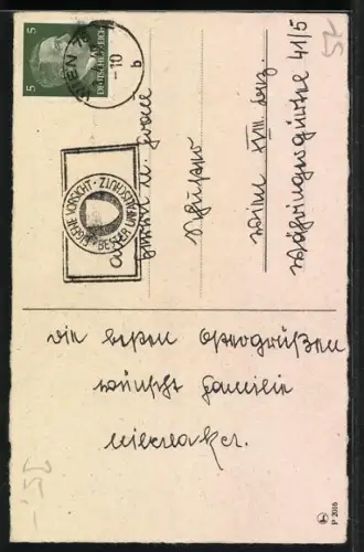 Künstler-AK Osterhasen-Familie vor ihrem Haus