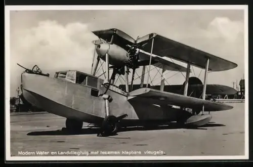 AK Modern Water en Landvliegtuig met tezamen klapbare vleugels, Wasserflugzeug