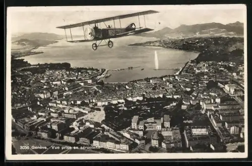 AK Gèneve, Vue prise en aéroplane, Motorflugzeug über dem Ort