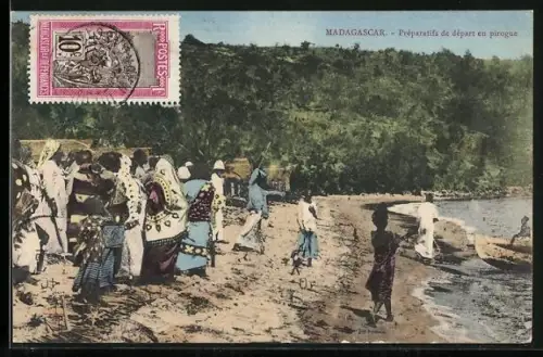 AK Madagascar, Préparatifs de départ en pirogue