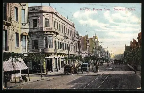 AK Buenos Aires, Boulevard Callao, Cliche de Micheli No 102, Strassenpartie