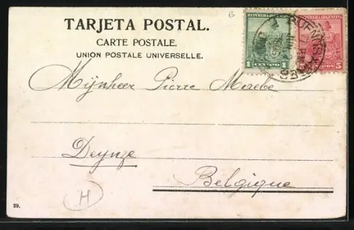 AK Buenos Aires, Estacion Once, F. C. Oeste, Bahnhofsgebäude