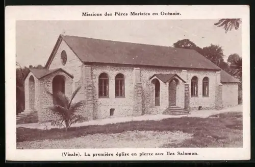 AK Iles Salomon, Missions des Pères Maristes en Océanie, La première église en pierre