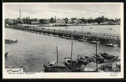 AK Baghdad, Maude Bridge, Teilansicht mit Brücke