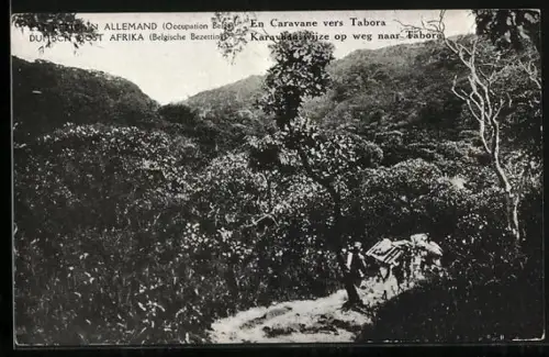 AK Tabora, Blick auf eine Karawane nahe Tabora Belgisch Kongo