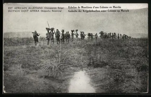 AK Duitsch Oost Afrika - Belgische Bezetting, Gedeelte der Krihjbehoeften eener Colonne... Belgisch Congo