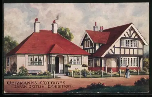 AK London, Coronation Exhibiton, Oetzmanns Cottages