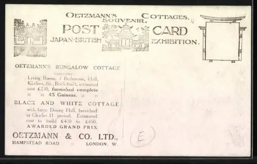 AK London, Coronation Exhibiton, Oetzmanns Cottages