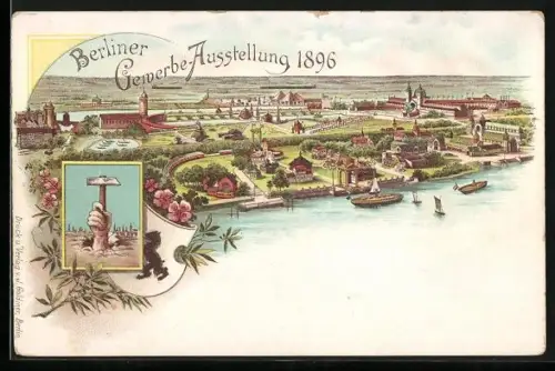 Lithographie Berlin, Gewerbe-Ausstellung 1896, Ausstellungsgelände