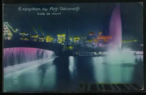 AK Paris, Exposition des Arts décoratifs 1925, Vue de nuit