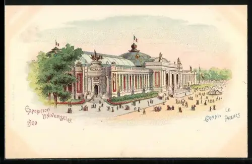 Lithographie Paris, Exposition universelle de 1900, Le Grand Palais