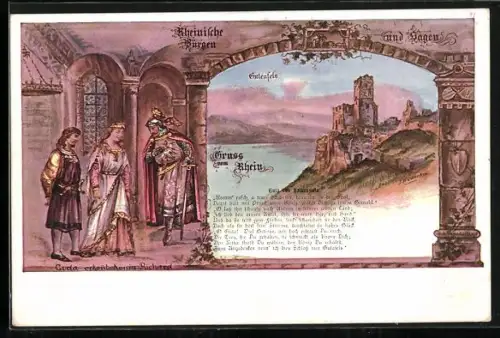 Künstler-AK Gutenfels, Rheinische Burgen und Sagen, Guta von Falkenstein