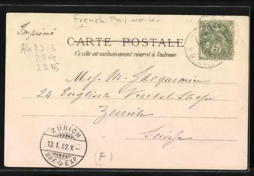 AK Victorien Sardou, Portrait des Schriftstellers daheim